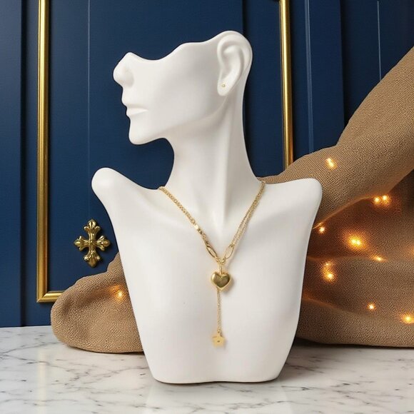 🆕18K Gold Plated Stainless Steel Heart Star Pendant Layered Dainty Necklace - Picture 10 of 10